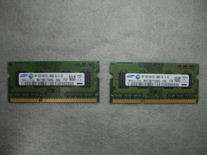 【送料無料】 ノートPC用メモリ SAMSUNG DDR3-1333 (PC3-10600S) 4GB（2GBx2枚）