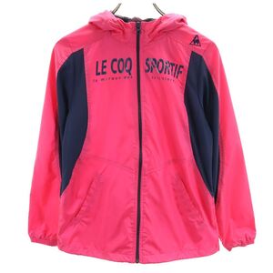 ルコック デサント製 プリント トレーニング 長袖 ジップパーカー M ピンク le coq フロントジップ 裏メッシュ レディース