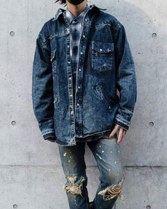 名作 MIYAGIHIDETAKA denim shirt jacket ダメージ加工 デニム シャツ ジャケット Gジャン MG20-004 ミヤギヒデタカ M