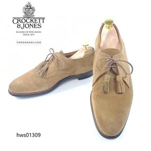 hws01309 クロケットアンドジョーンズ CROCKETT&JONES 別注 TOMORROWLAND BURFORD タッセル スエード ブラウン UK7