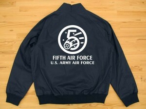 5th AIR FORCE ネイビー スイングトップ 白 4XL フライトジャケット ma-1ミリタリー U.S. ARMY AIR FORCE FIFTH