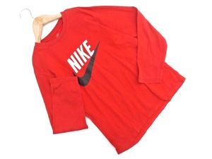 ネコポスOK NIKE ナイキ ロゴ プリント 長袖 Tシャツ 150cm 赤 ◇■ ☆ eka8 子供服