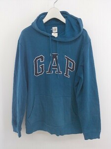 ◇ GAP ギャップ ロゴ刺繍 長袖 プルオーバー パーカー サイズS ブルー系 メンズ E