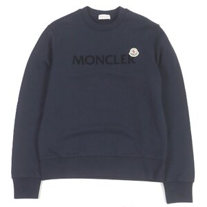 未使用品□MONCLER モンクレール 2022年製 MAGLIA GIROCOLLO コットン100％ 長袖 ロゴトレーナー スウェット ネイビー XS 正規品 メンズ