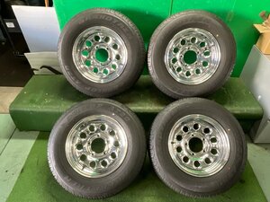 ジムニー シエラ? 純正 メッキ スチールホイール 15X5.5J 195/80R15 M+S DUNLOP GRANDTREK AT20 4本 タイヤホイールASSY 33634 4X1054