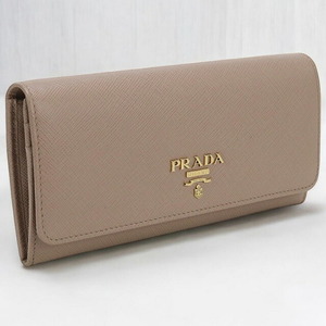 中古 プラダ 長財布ニ折小銭入付き レディース ブランド PRADA サフィアーノレザー財布 レザー 1MH132 QWA F0236 ベージュ 財布