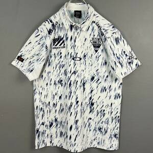 Wm807 美品 OAKLEY オークリー パフォーマンスフィット ゴルフウェア 半袖 ポロシャツ 総柄 ワッペン 刺繍 メンズ M