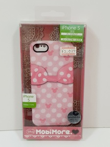 3【長031208-75】新品 iPhone 5 MobiMore. ドットリボン シェルジャケット ピンク プラスチック製ハードタイプ ストラップ穴付き