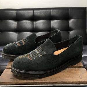 GQ347◇UNMARKED : SUEDE LOAFER◇US10.5◇黒系 アンマークド スエードスリッポンローファー