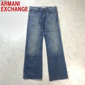 A3453 アルマーニエクスチェンジ デニム ジーンズ ARMANI EXCHANGE コットン ブルー 淡色 刺繍 ストレート 綿 青 33