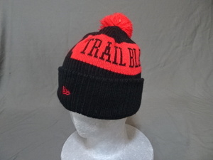 激レア USA購入【NEWERA】製 NBA ポートランドトレイルブレイザーズ 【Portland Trail Blazers】ロゴ刺繍ワッペン付ニットキャップ中古良品