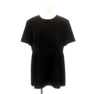 フォクシーニューヨーク FOXEY NEW YORK Blouse Pleated Peplum Top ブラウス 半袖 プリーツ 42 L 黒 ブラック /AT ■OS レディース