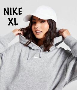 XL 【新品】NIKE ナイキ ウィメンズ エッセンシャル フリース パーカースウェット プルオーバー フーディ オーバーサイズ グレー 裏起毛