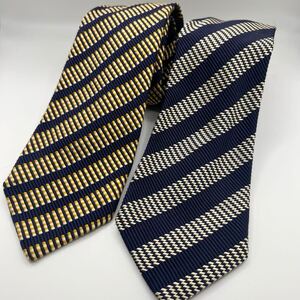 1円 まとめ セット 2点 CANALI カナーリ ネクタイ ネイビー ビジネス コットン シルク