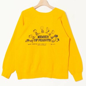 【1円スタート】PEANUTS ピーナッツ キャラクタープリントトレーナー スウェット アメカジ クラシカル 黄色 イエロー M レディース USA製