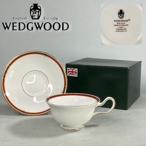 D240512-3【未使用】WEDGWOOD ウェッジウッド COLORADO コロラド （ピオニー）カップ&ソーサー 黒壺 旧ロゴ【廃盤希少】