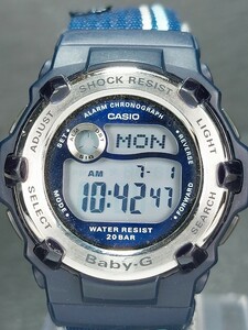 超美品 CASIO カシオ Baby-G ベビージー Reef リーフ BG-3003V-2A デジタル クォーツ 腕時計 ブルー 布製ベルト ステンレス 新品電池交換済