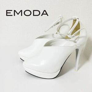 定価1万以上 未使用EMODA エモダ ホワイト ストラップ パンプス M