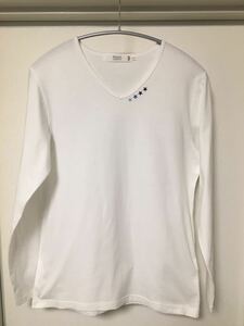 ◆【美品】BEAMS LIGHTS ビームス ライツ/ 5スターVネックロングスリーブTシャツ WHITE M 