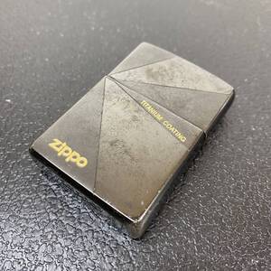 ●【MH-8894】中古品 ZIPPO ジッポライター 2007年 ブラック TITANIUM COATING Abustract Geometric Pstterm 火花〇 喫煙具【レタプラ可】