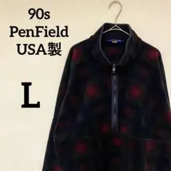 【 USA製】90s PenField フリース ハーフジップ 総柄 チェック