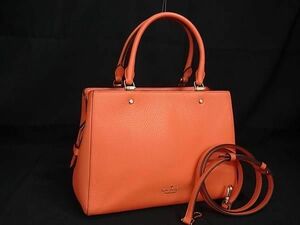 1円 ■極美品■ kate spade ケイトスペード WKR00335 レザー 2WAY ハンドバッグ ショルダーバッグ 斜め掛け 肩掛け オレンジ系 FD3727