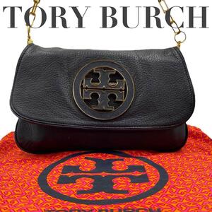 美品　TORY BURCH トリーバーチ　黒　ブラック　レザー　ゴールド金具