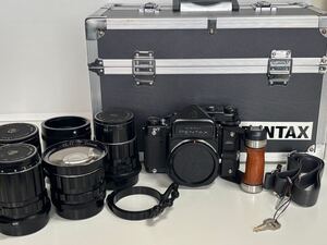 Pentax 6x7 ペンタックス 55mm 75mm 135mm 150mm レンズ4本セット グリップ アクセサリー 専用アルミケース 中判フィルムカメラ