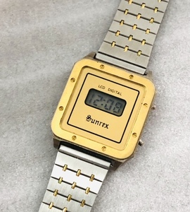 レア SUNREX デジタル ウォッチ LCD 時計 スクエア DATABANK や TIMEX independent チプカシ ら シンプル OLD DIGITAL 好きに も VINTAGE