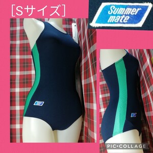 【 クラレ Summer mate 緑太ライン付 紺色 競泳水着［Sサイズ］サマーメイト AC1750　1月22日(水) 終了・ゾロ目クーポン】