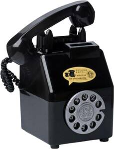 ブラック Asdays 貯金箱 公衆電話 レトロ アンティーク インテリア雑貨 おもちゃ おもしろ雑貨 ダイヤル式 ATM (ブラ