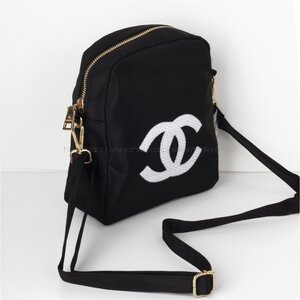 シャネル CHANEL ノベルティ VIPギフト ショルダーバッグ スパンコール スクエア 縦長 斜めがけ レディース ブランド 黒 非売品