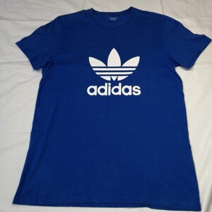 adidas アディダス Tシャツ M 青 ビッグトレフォイル ロゴ