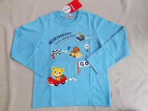 ☆ミキハウス☆プッチーの車の長袖Tシャツ♪水色・新品☆１２０