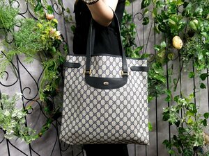 ●超美品●GUCCI オールド グッチ●GGスプリーム●PVC カーフ レザー 本革●トート バッグ●ネイビー ベージュ●ヴィンテージ●A4●Js47461