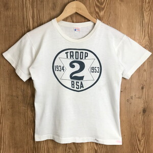 50s Champion チャンピオン 小文字ランタグ BSA 染み込み プリント 半袖 Tシャツ サイズ YOUTH-L(14) 50年代 古着 s24081086