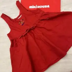 ミキハウス　mikihose レトロ　赤　ワンピース　ジャンパースカート　100