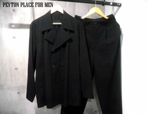 美品 当時物 PEYTON PLACE FOR MEN ペイトンプレイス ダブルジャケット × ワイドパンツ セットアップ M/上下セット/メンズ/黒/日本製/PPFM