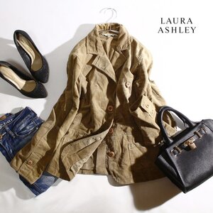 ローラアシュレイ Laura Ashley 秋 冬 春 綺麗ライン コーデュロイジャケット テーラードジャケト 9号 ベージュ ジャケット