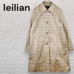 レリアン leilian シルク　ロングコート　チェスターコート　総柄　ベージュ