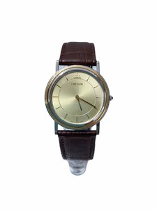 CREDOR◆SEIKO/ベゼル18KT/非純正ベルト/クォーツ腕時計/レザー/GLD/SS/7770-6030