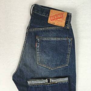 【旧】DENIME ドゥニーム SHINS シンズ XXタイプ 日本製 デニム W31 L32 赤タブ セルビッチ 黄耳 革パッチ 隠しリベット ユーズド加工