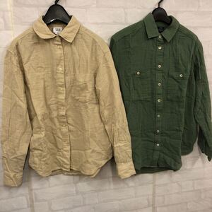 即決 新品 GAP クリンクルガーゼ ビッグシャツ 2枚セット XXS