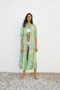 即決★ZARA ザラ プリント ロングワンピース&スモールバック マルチカラー ロング丈 マキシワンピース 羽織り タグ付き新品未使用品 XS