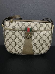 C963★GUCCI グッチ ショルダーバッグ オールドグッチ シェリーライン GG柄 ベージュレザー