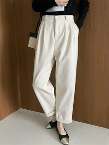 新品 / レトロ ハイウエスト ロングパンツ/ 【WHITE】ホワイト /X L