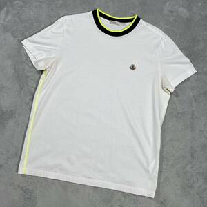 1円〜　極美品　MONCLER モンクレール 半袖Tシャツ　ネオンライン　ホワイト　Lサイズ 8310