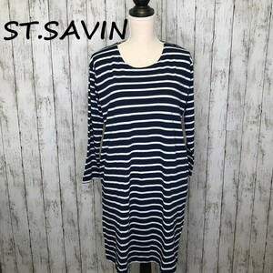 新品未使用★ST.SAVIN★サンサヴァン★長袖 ボーダー ワンピース★サイズL　122-5　