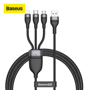 BASEUS 3で1 USBタイプCケーブルIPHONE 11プロ電話充電器5A高速用のデータ充電ケーブルXIAOMIサムスンマイクロUSB Cケーブル