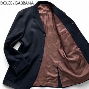 未使用級■DOLCE&GABBANA テーラードジャケット ブラック 裏地総ロゴ ドルチェ＆ガッバーナ D&G メンズ 46 イタリア製 ギャラシール有り 黒